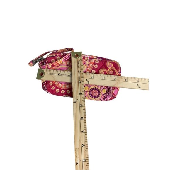 VERA BRADLEY Zip Vera Bradley maroon, cream, orange and pink Quilted Zip Wristle - Picture 5 of 5